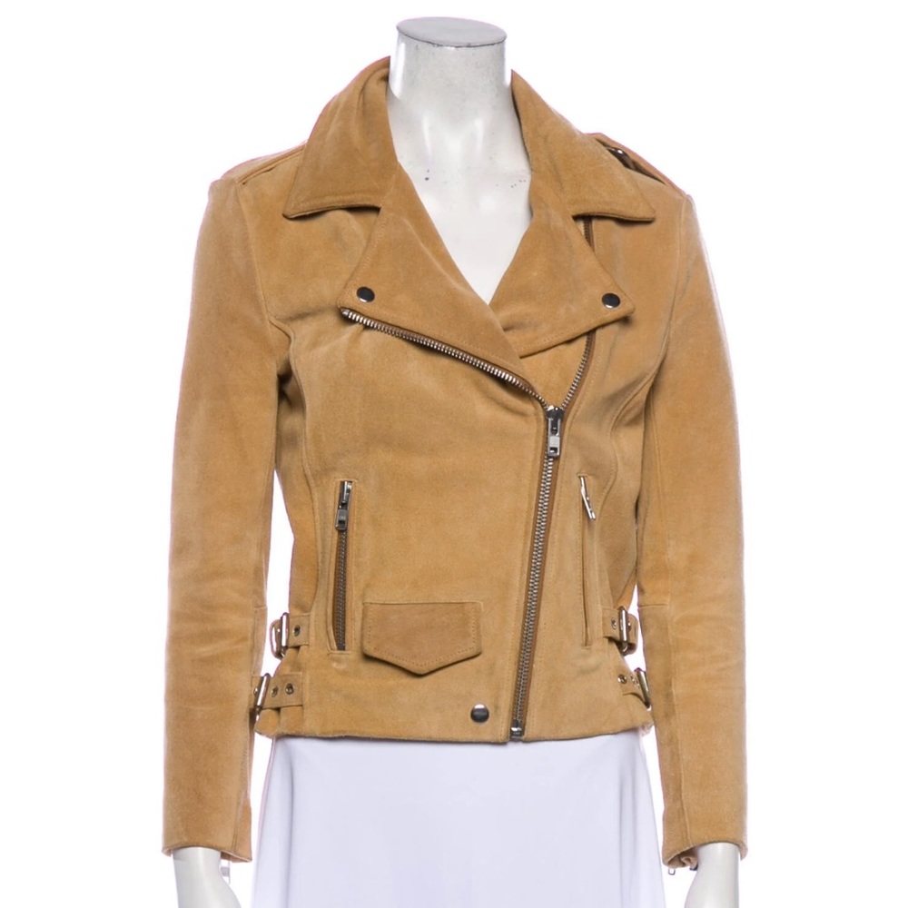 OAK 100% leather suede light brown biker jacket